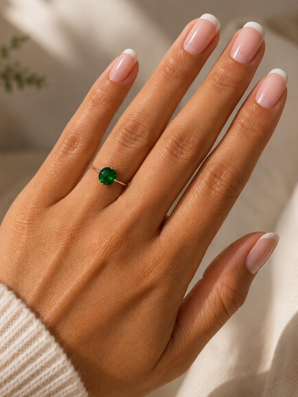 925 Solitaire Emerald CZ Ring